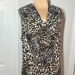 Kasper Leopard Print Cowl Neck Camisole - Beige & Black